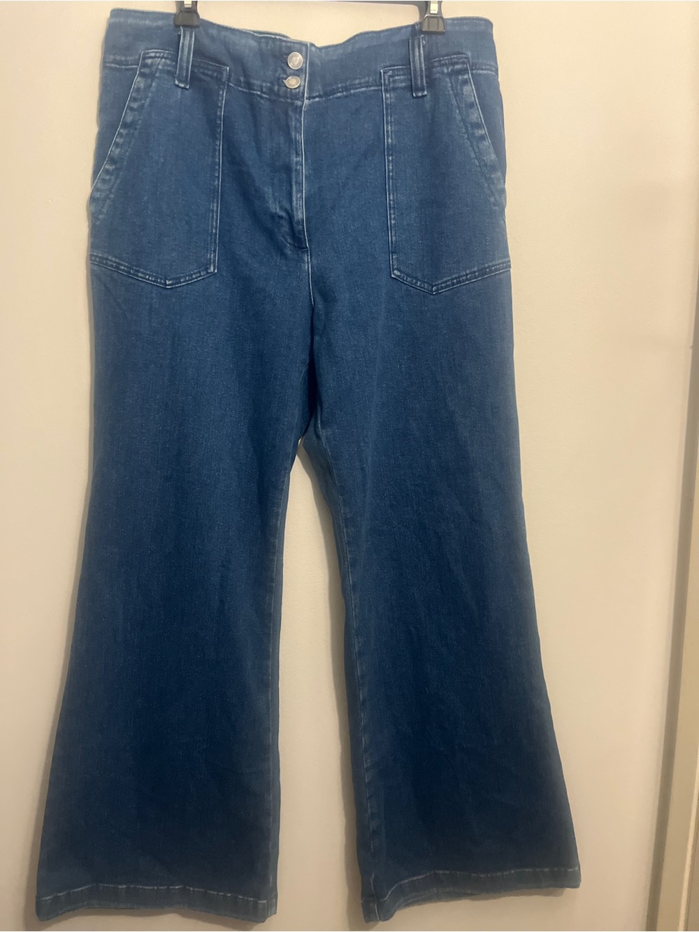 Maeve By Anthropologie Naomi Dark Blue Wide Leg Denim Jeans Size 33x29